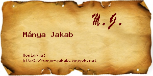 Mánya Jakab névjegykártya